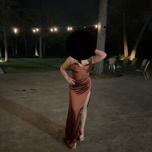 Brown Slit Sweetheart Prom Dress